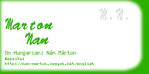 marton nan business card