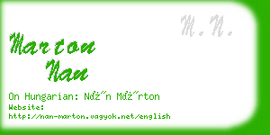 marton nan business card